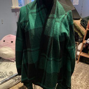Open front plaid cardigan